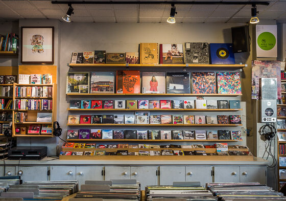 Shelves of records and CDs at Soundscapes Record Store in Toronto. (BlogTO)