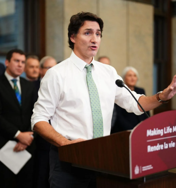 Prime Minister Justin Trudeau makes an announcement during an Ottawa press conference.