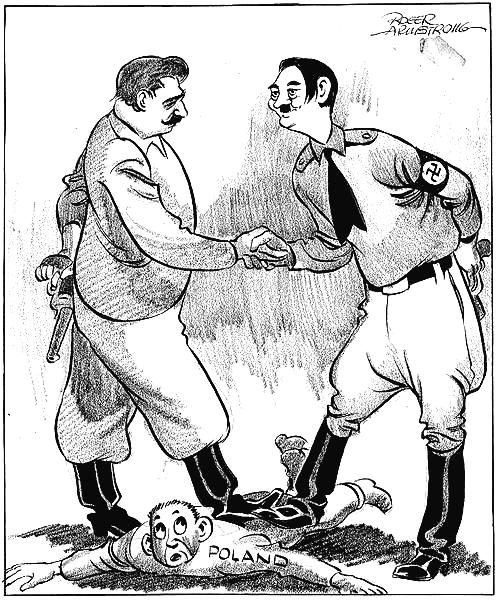 Adolf Hitler & Joseph Stalin - Nazi Soviet Pact original cartoon artwork, 1939 (Roger Armstrong)